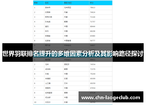 世界羽联排名提升的多维因素分析及其影响路径探讨